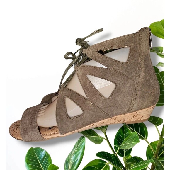 Sam Edelman Dean Caged Laced Open Toe Sandal Sz 9M - Light Brown Suede Display - Picture 5 of 14